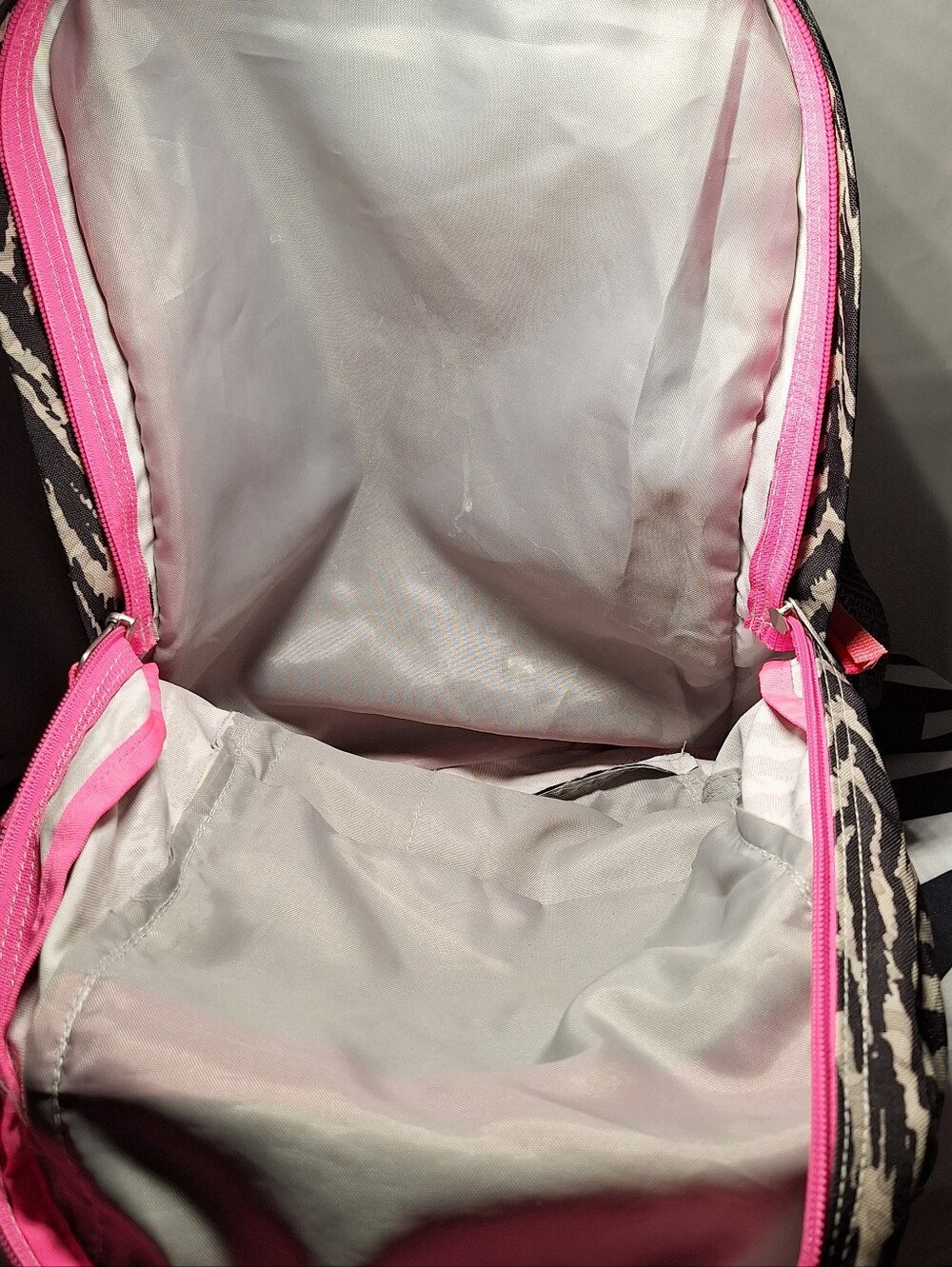 Jansport Backpack, Zebra Stripes, Black & Grey With Pink Accents - Picture 9 of 13